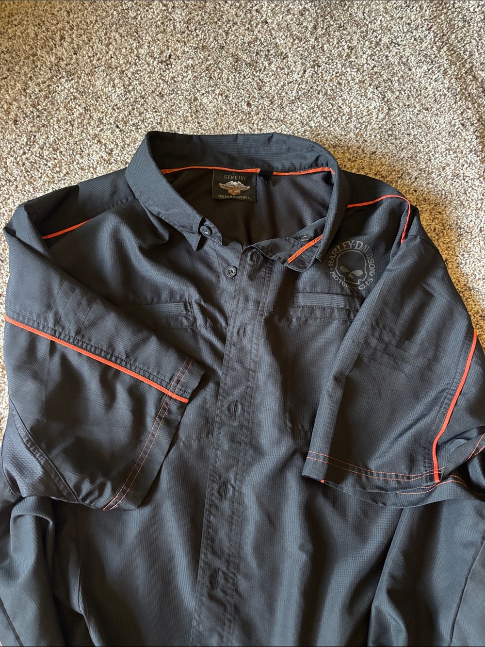Harley-Davidson Black Shirt Jacket with Orange Piping